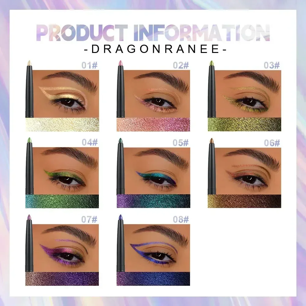 Lápis delineador cromado impermeável, duradouro metálico, diamante Glitter, sombra de olho, bicho-da-seda, verde perolado, roxo, maquiagem dos olhos