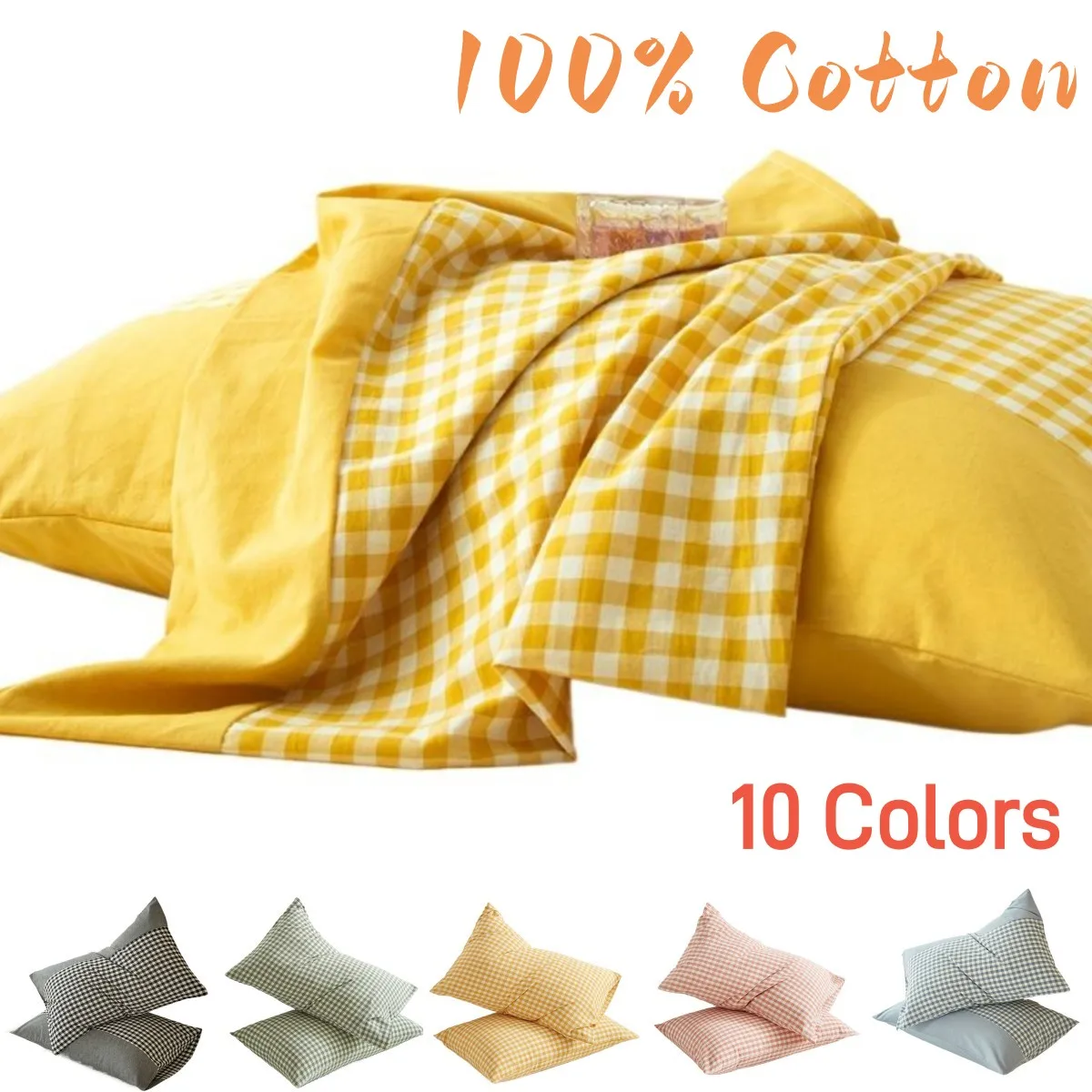 

2pcs Pure Cotton Pillowcase Soft 100% Egyptian Cotton Soft 300 Thread Count Pillow Cover Multi-color travesseiro ﻿Cushion Cover