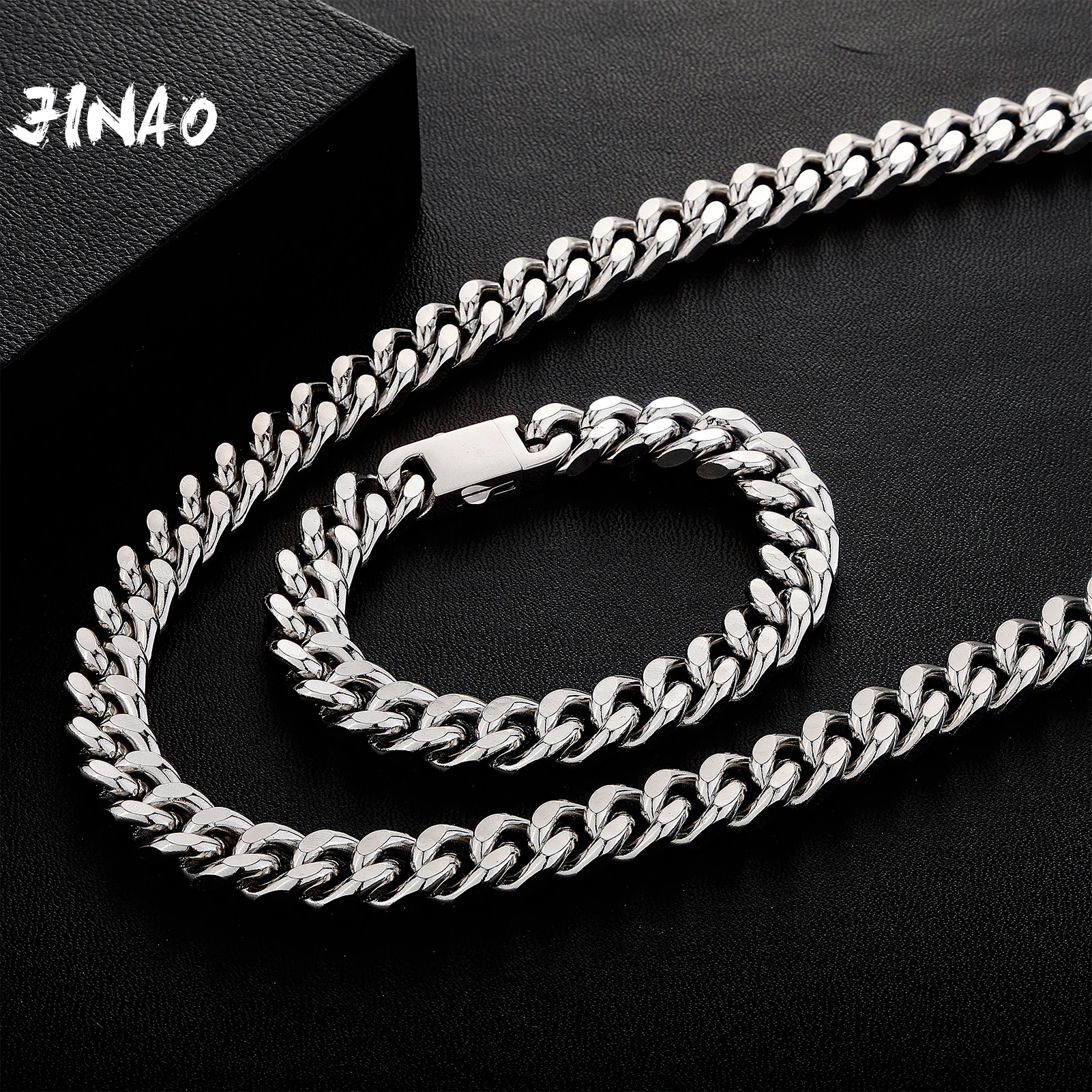 JINAO High Quality Miami Cuban Chain 12mm Stainless Steel Necklace&Color-Preserving Necklace Men and Women Jewelry