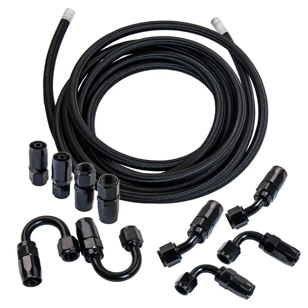 

Braided AN6 Oil Fuel Line 5M Kit with 10PC Aluminum Swivel Adapters Set