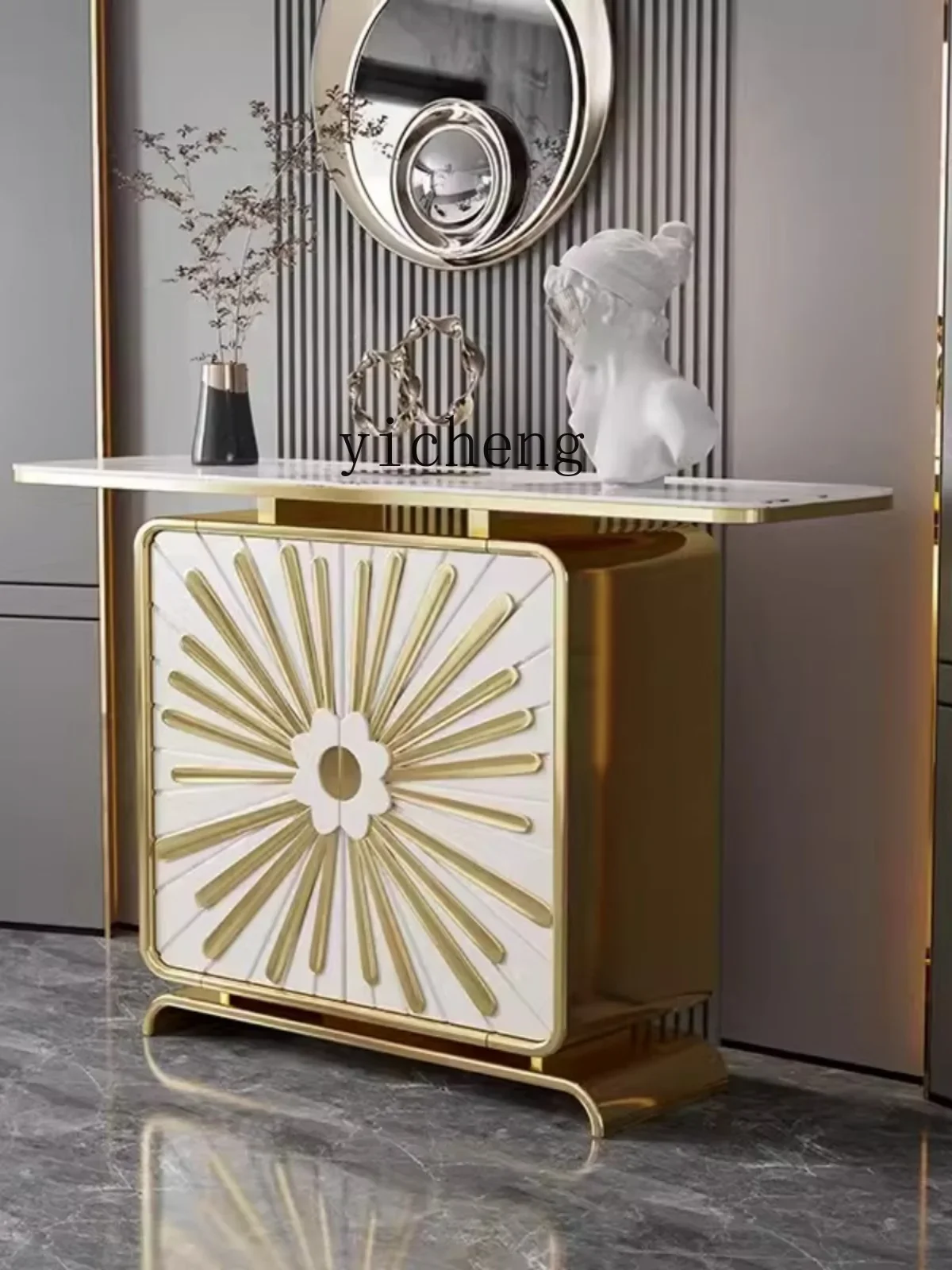 

ZZ Entrance Cabinet Side View PCs Stone Plate Desktop Paint Carving Decoration opposite Door Living Room Aisle Cabinet