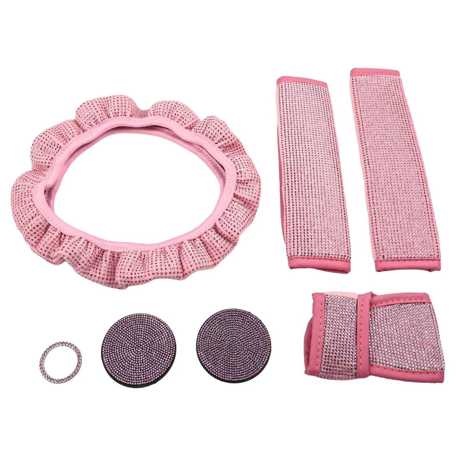 

Комплект для салона автомобиля со сверкающими стразами и чехлами на руль с бриллиантами и чехлами на ремни безопасности с пылезащитным чехлом переключения передач