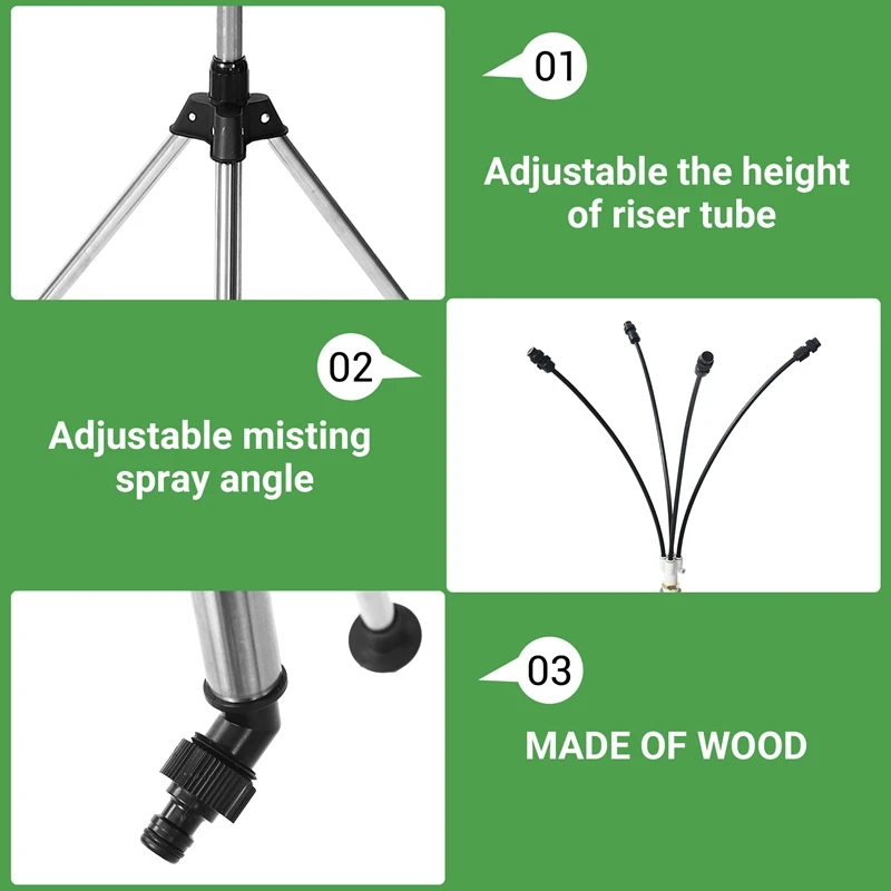 Standing Misters For Outside Patio, Adjustable Height 4.1 FT Stand Misting System For Cooling Outdoor, Portable Stand