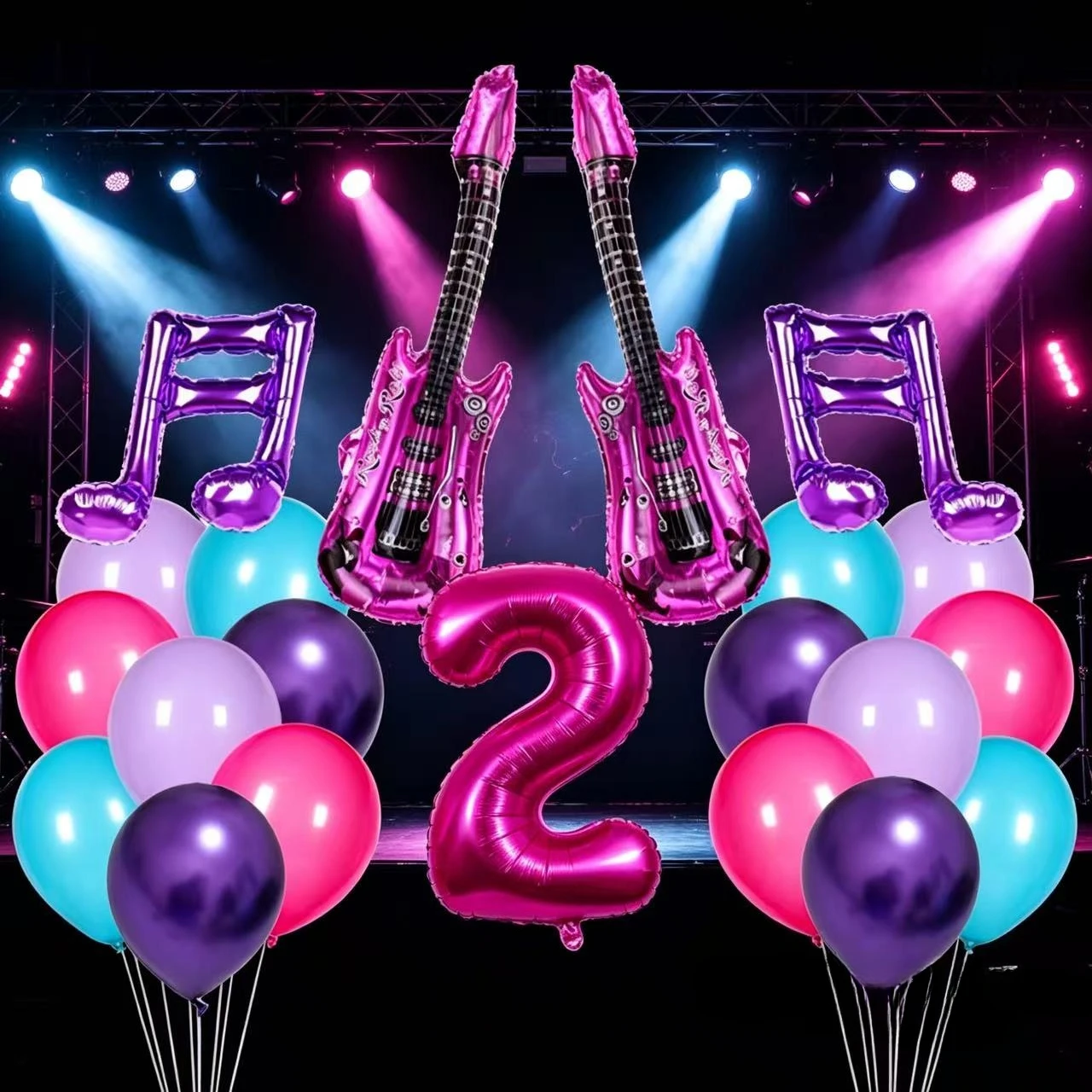 Partyballons mit Musikthema, Discokugel, Gitarrenballon, lila Schmetterling, Disco-Geburtstagsparty, Rock-Thema