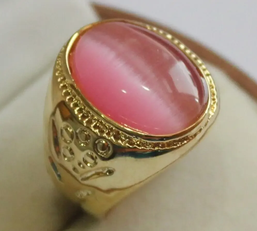 

Модное позолоченное женское кольцо с широким краем королевского розового цвета с кошачьим глазом