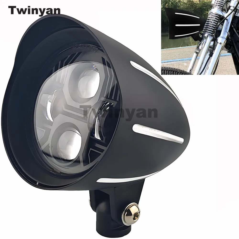 

Motorcycle 4.5" LED Headlight Retro Bullet High-Low Beam Head-Lamp Bike Universal lighting HeadLamp For Harley Chopper Bobber
