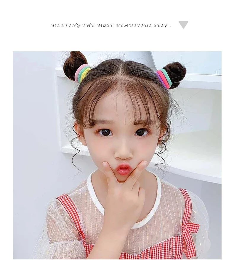 100 teile/satz Kinder Elastische Haarbänder Mädchen Gummiband Für Kinder Süßigkeiten Scrunchie Haar Krawatten Clip Stirnband Baby Haar Zubehör – Detail 8