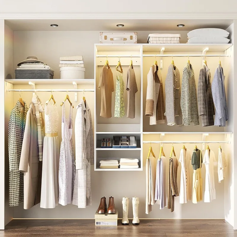 96 Inch Hanging Closet System, 8 FT Closet Organizer System with Hanging Rod, Walk In Mounted Closet System