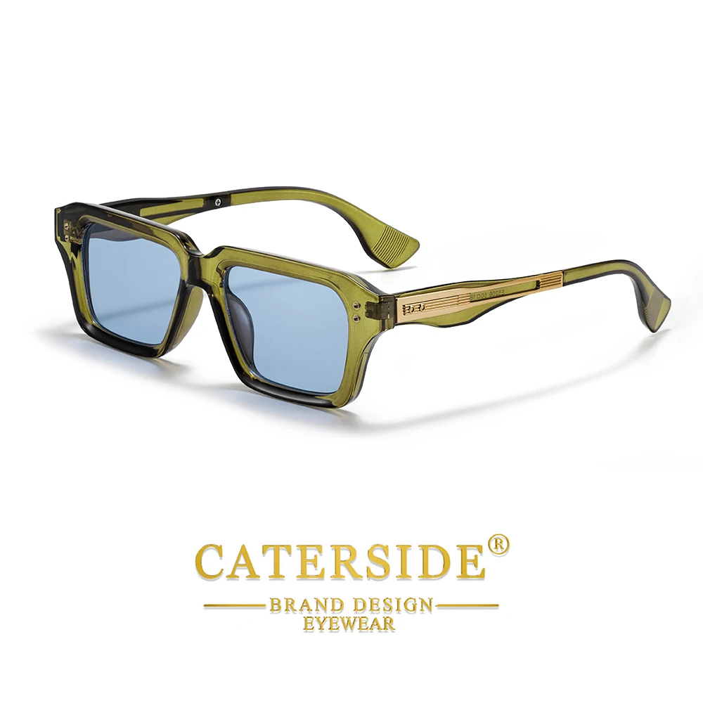 CATERSIDE Retro Quadratische Metall-Sonnenbrille für Männer, Modische Damen-Sonnenbrille, Outdoor-Reise-Fahrbrille, Dekorative Brille, UV400 – Detail 3