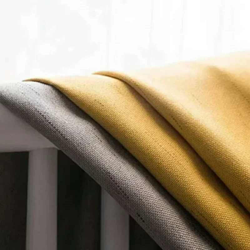 

Solid Yellow Gray Vertical Stripe Jacquard Cotton Linen Patchwork Curtains For Living Room Bedroom French Window Customized