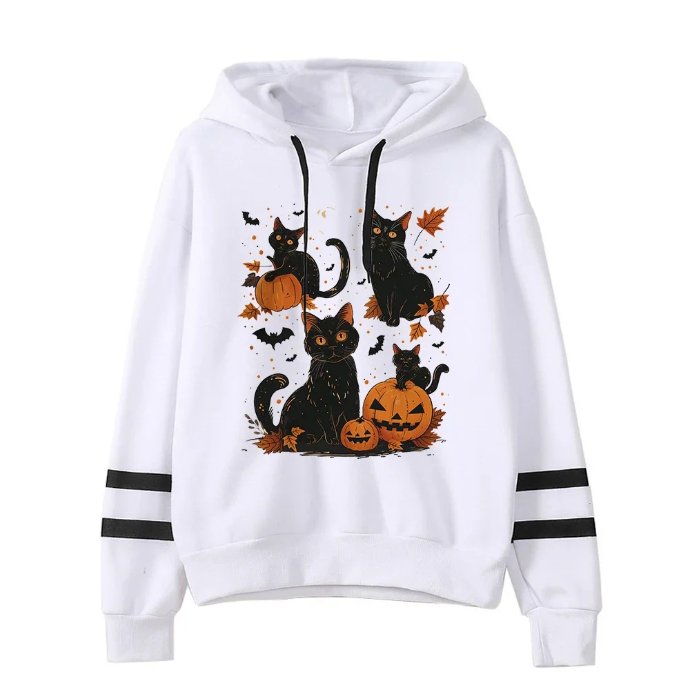 

Black Cat Pumpkin Hoodie Ghots Cat Retro Halloween Sweatshirt Gothic Fall TopsHalloween Cat Women Clothing Gothic L