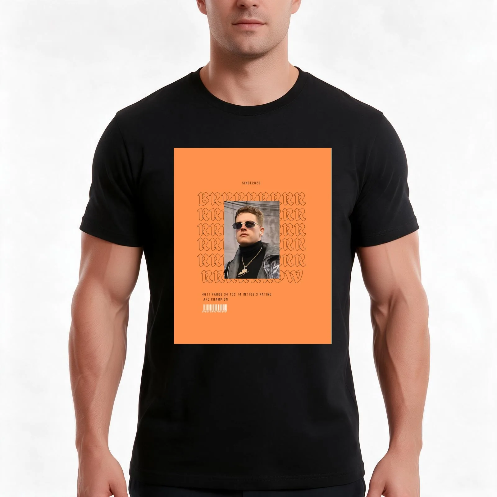 Joe &quotBrr&quot Burrow Graphic T Shirt T-Shirt, Summer Casual Cotton Tee, Oversized Streetwear Tops, Vintage Graphic Print