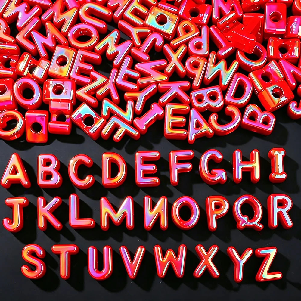 20/50 Stück Bunte Acryl-Alphabetperlen mit Großem Loch, Lose Buchstabenperlen für DIY Schmuckherstellung, Armbänder, Halsketten, Schlüsselanhänger, Bastelarbeiten – Detail 7