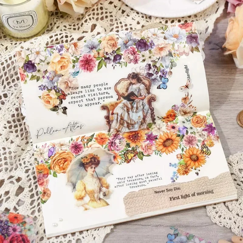 1 ロール 2 メートル PET テープ花の季節の詩植物花素材装飾用品プランナー日記 DIY 用品スクラップブック 50 ミリメートル * 2 メートル