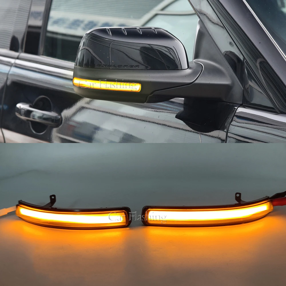 2Pcs For Ford Explorer 2011 2012 2013 2014 2015 2016 2017 2018 2019 LED Dynamic Turn Signal Light Side Mirror lamp