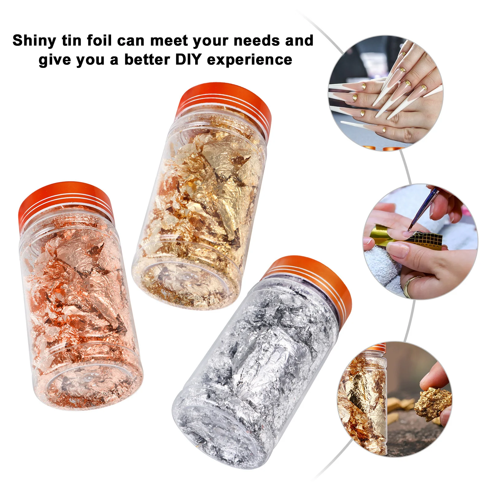 3Pcs Shiny Tin Foil Nail Art Decoration Stickers Women Nail Art Decals for Christmas Halloween DIY Manicures Decoration