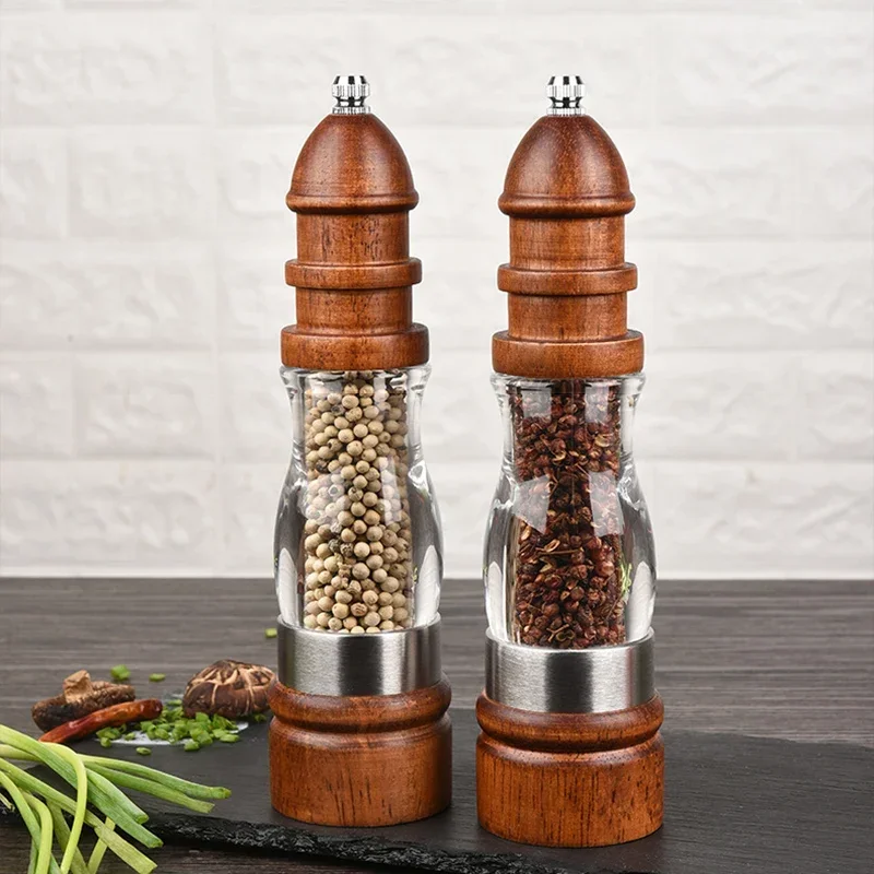 

Ceramic Grinder with Adjustable Coarseness, Wood and Acrylic Mills - Salt and Pepper Grinder Set