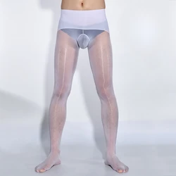 Oil Shiny Pantyhose Gay Sissy Transparent Glossy Stockings Ultra Thin Tights  Exotic Underwear Open Penis Sleeve Smooth Leggings