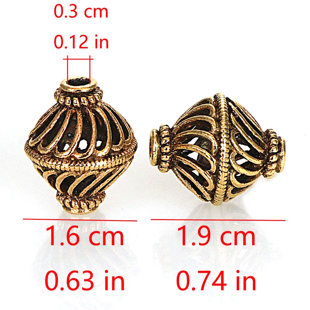 10 Pcs Vintage Filigree Antique Silver/Gold Hollow Metal Cast Unique Design Beads For DIY Bracelet Jewelry Making Accessories