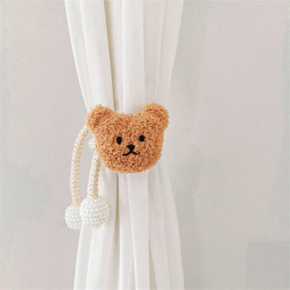 Cartoon Bear Curtain Tieback, Cartoon Embroidery Plush Bear Curtain Binding Strap, Kids Room Window Curtain Buckles Home Decor