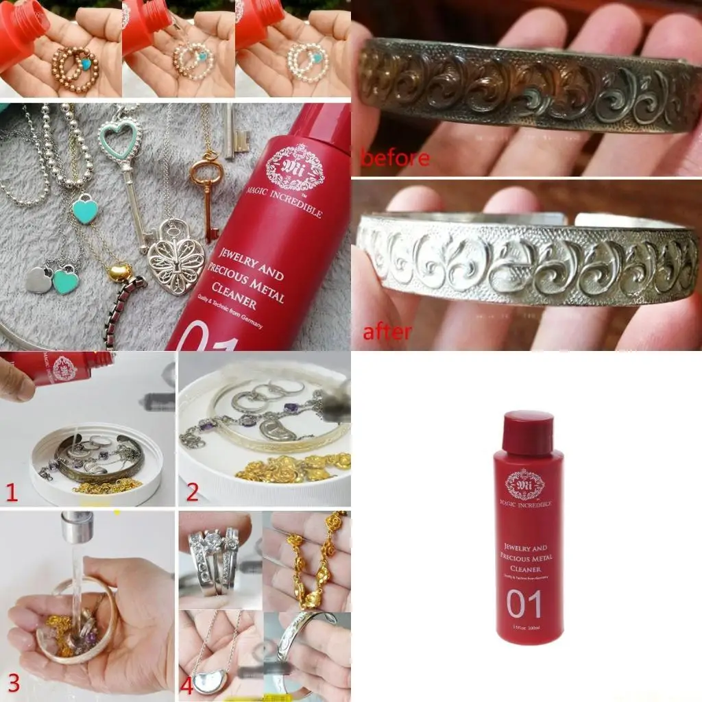 

D46E Silver Jewelry Cleaner, 100ml Liquid Jewelry Cleaner Solution Anti-tarnish Clean for Diamond Silver Gold Jewelry