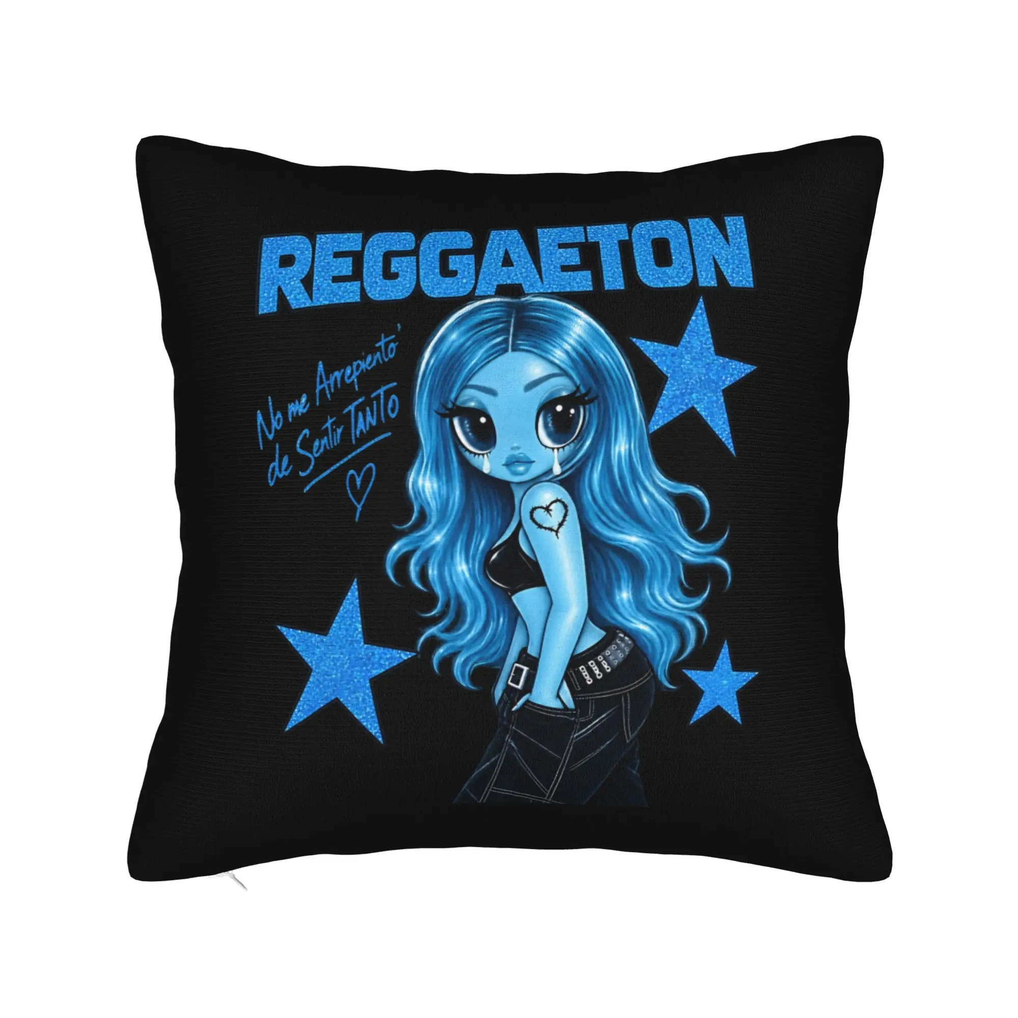 Pillow Cover Karol G Blue‑Skin Crying Urban Chibi Girl  Cute Funny Pillow Case For Sofa Home Decoration Pillowcases