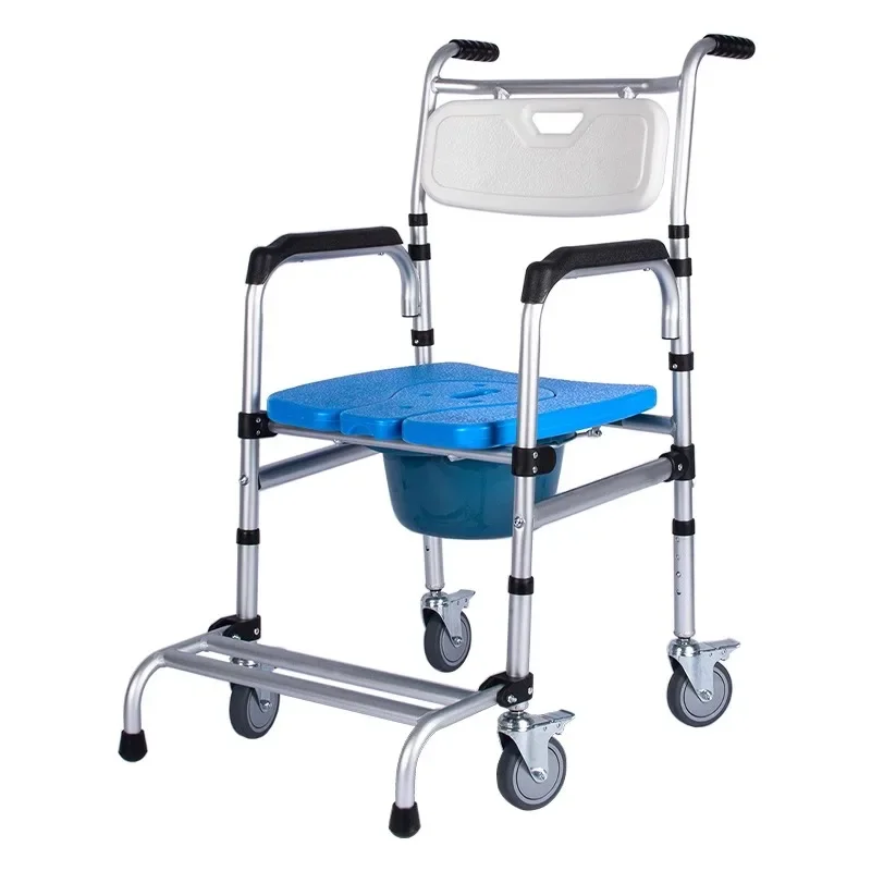 Elderly bathing and toilet dual-purpose wheeled shower chair shifter special bath chair paralysis care bathroom artifact