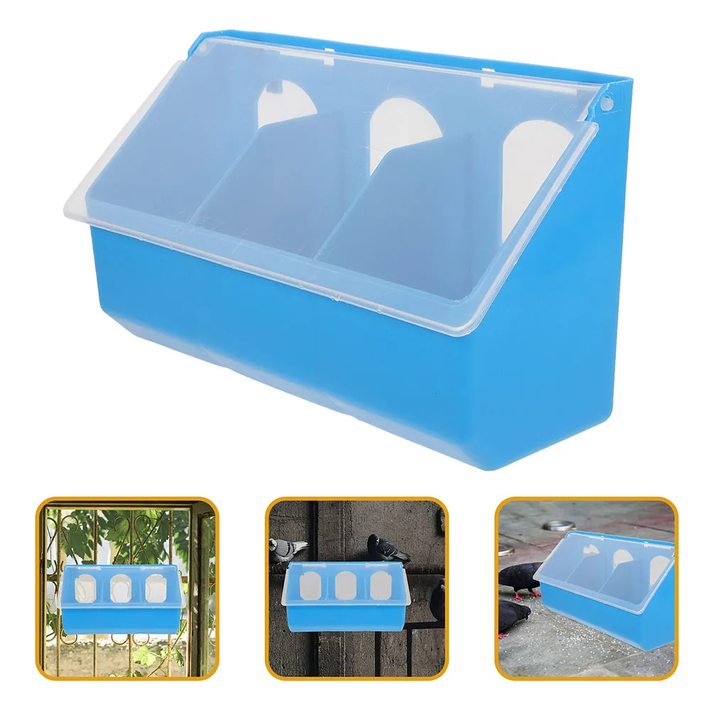 

2pcs Blue Pigeon Feeder Hanging Box Lid for Food Water Grit Multi Functional Bird Cage Equipment Storage Container