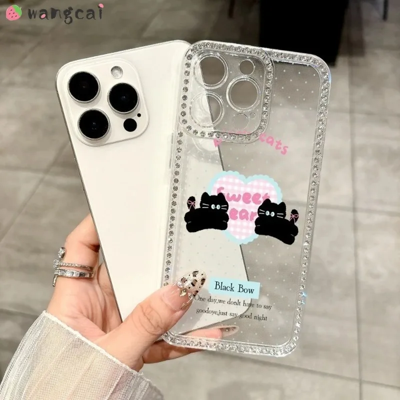 สำหรับเรดมี่ A5 A4 A3 โปร A3X A2 A1 K70E เทอร์โบ 4 เคสโทรศัพท์เงา น่ารัก รักหัวใจแมวลายจุดนุ่ม