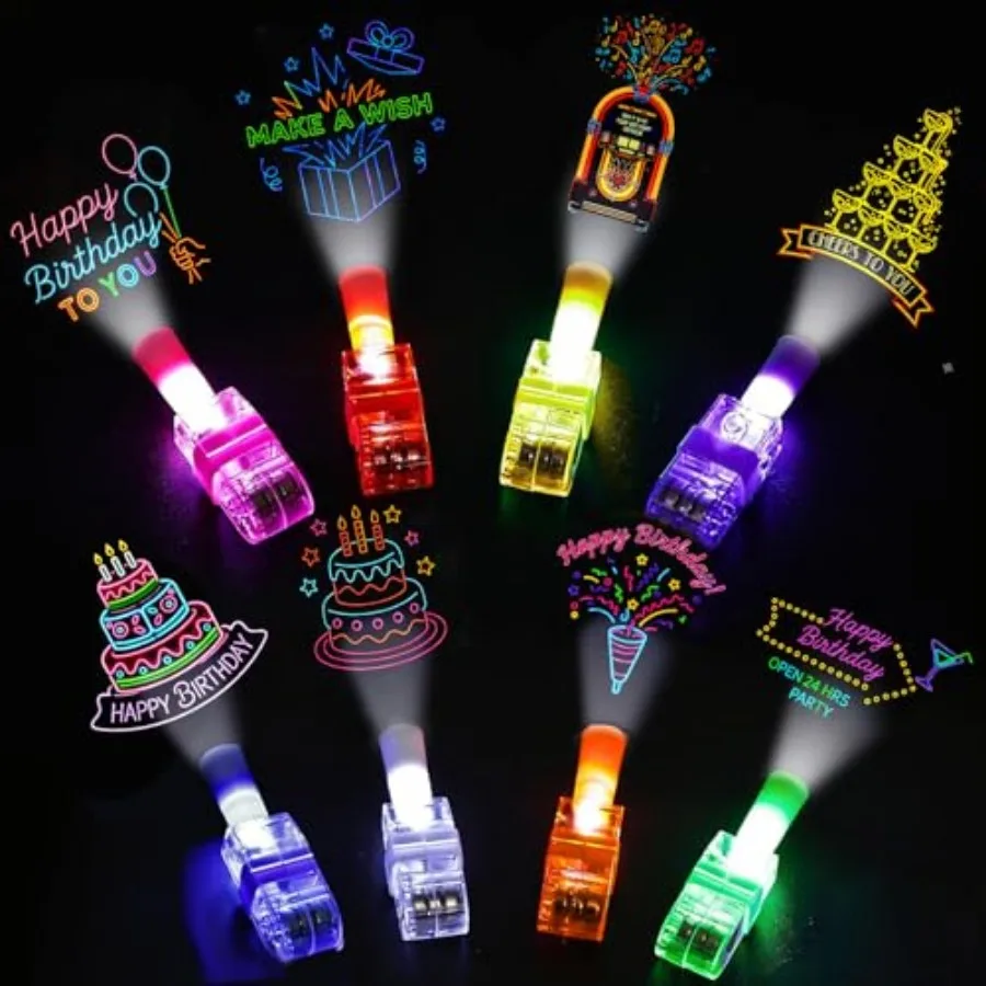 

24PCS Happy Birthday Party Favors Finger Lights, 8 Designs Light Up Finger Lights for Birthday Party Favors, Goodie Bag Stuffer