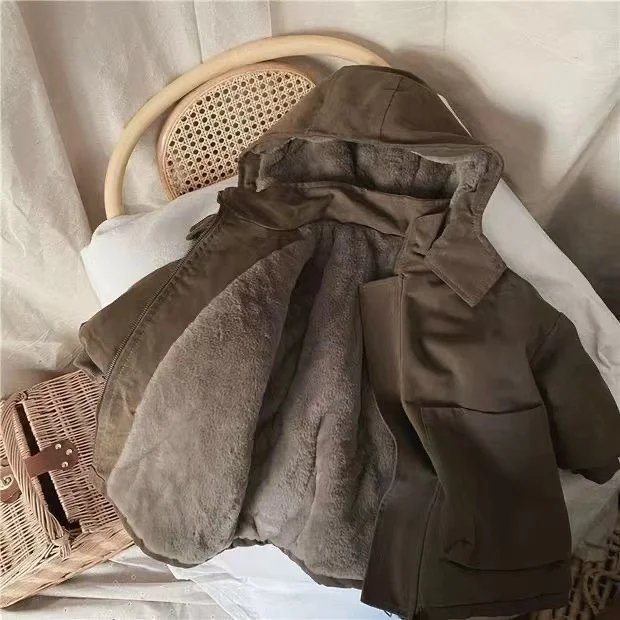 Novo menino jaquetas de lã espessura crianças casacos moda crianças outerwear inverno outono