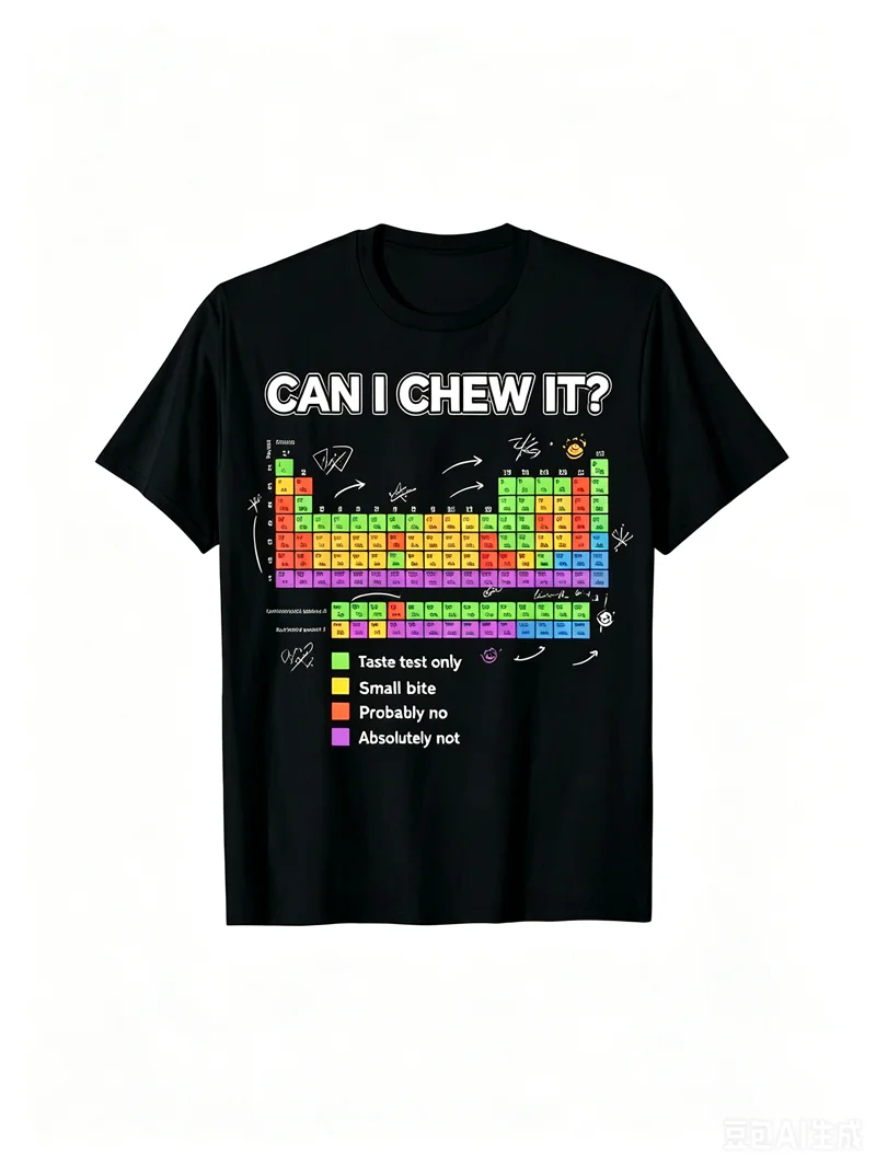 Funny Can I Chew It Periodic Table Graphic T Shirt Unisex Men Women Cotton Oversized Vintage Science Streetwear Casual Summer