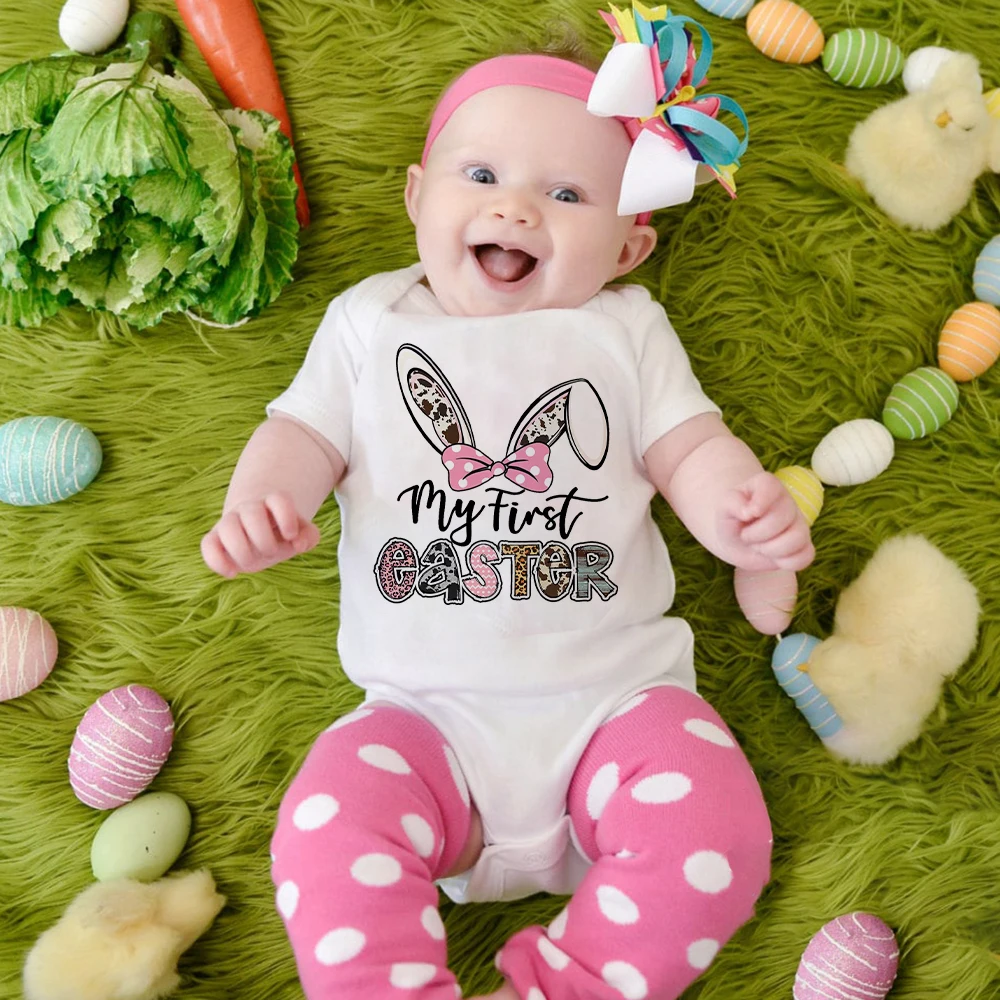 

My First Easter Bunny Print Baby Bodysuits Infant Romper Boys Girls Clothes Newbron 1st Easter Outfits Baby Gift Jumpsuit