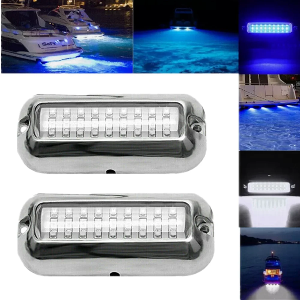 2PCS Underwater Pontoon Transom Light 27LED Yacht Truck Boat Navigation Light Boat Waterproof Underwater Deck Light