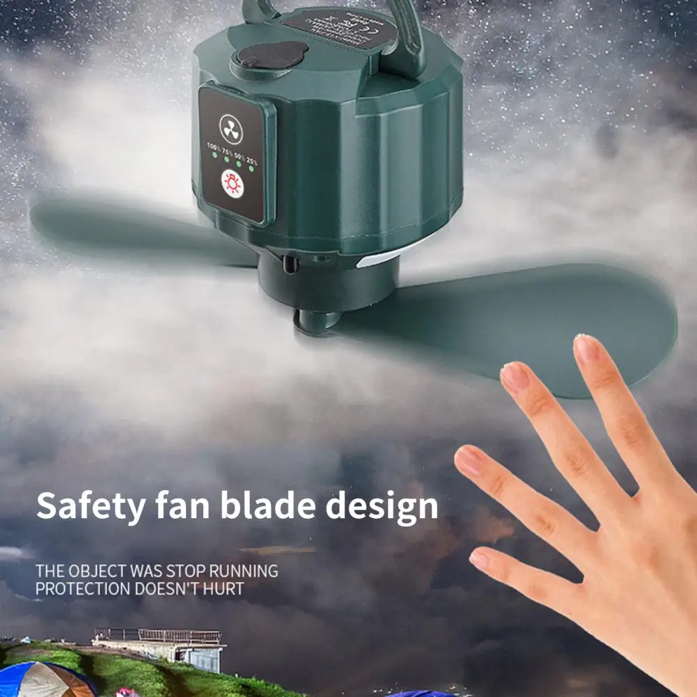 Camping Lantern Fan Power Bank Function 3 Gears Removal Blades USB Rechargeable Remote Control Camp Light Fan Outdoor Supplies