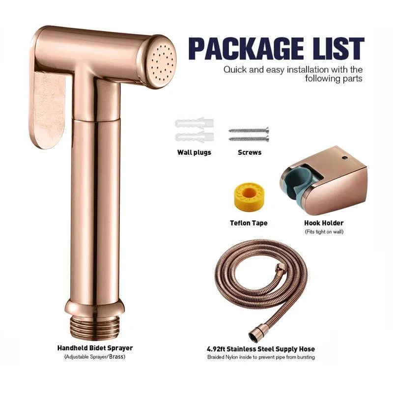 Rose Gold Douche Kit Hand Held Bidet Sprayer Stainless Steel Toilet Bidet Copper Valve Jet Set Shower Head 3/4pcs sprayer set