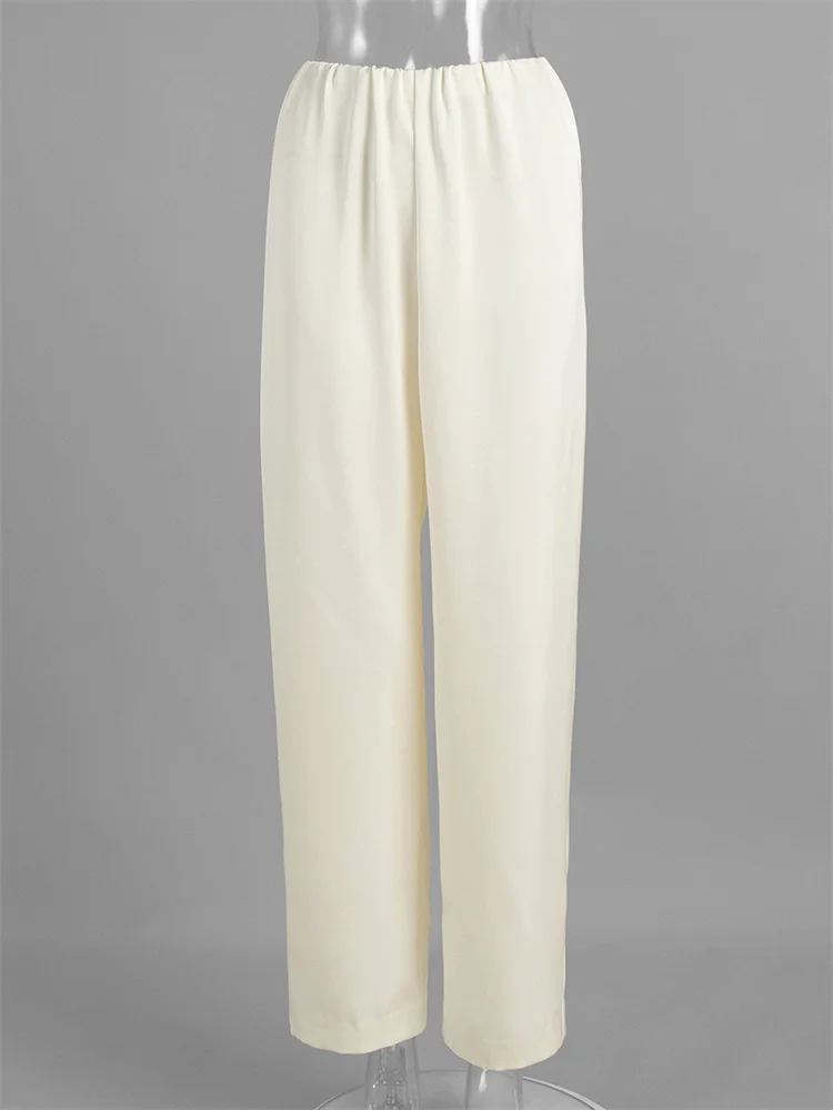 Tossy Satin Casual Spring Women's Pants Solid High Waist Commute 2026 Streetwear Loose Straight Trousers Female Pleated Pants