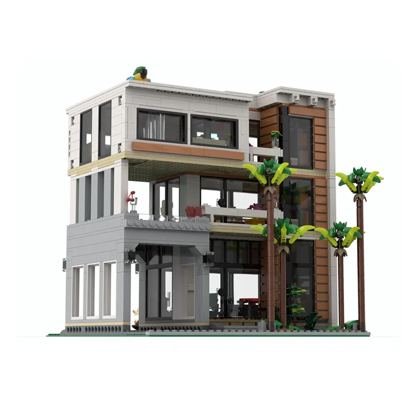 Street View Model MOC Building Bricks Modern Residential Swimming Pool Modular Technolog Gift Holiday Assemble Children Toy Suit