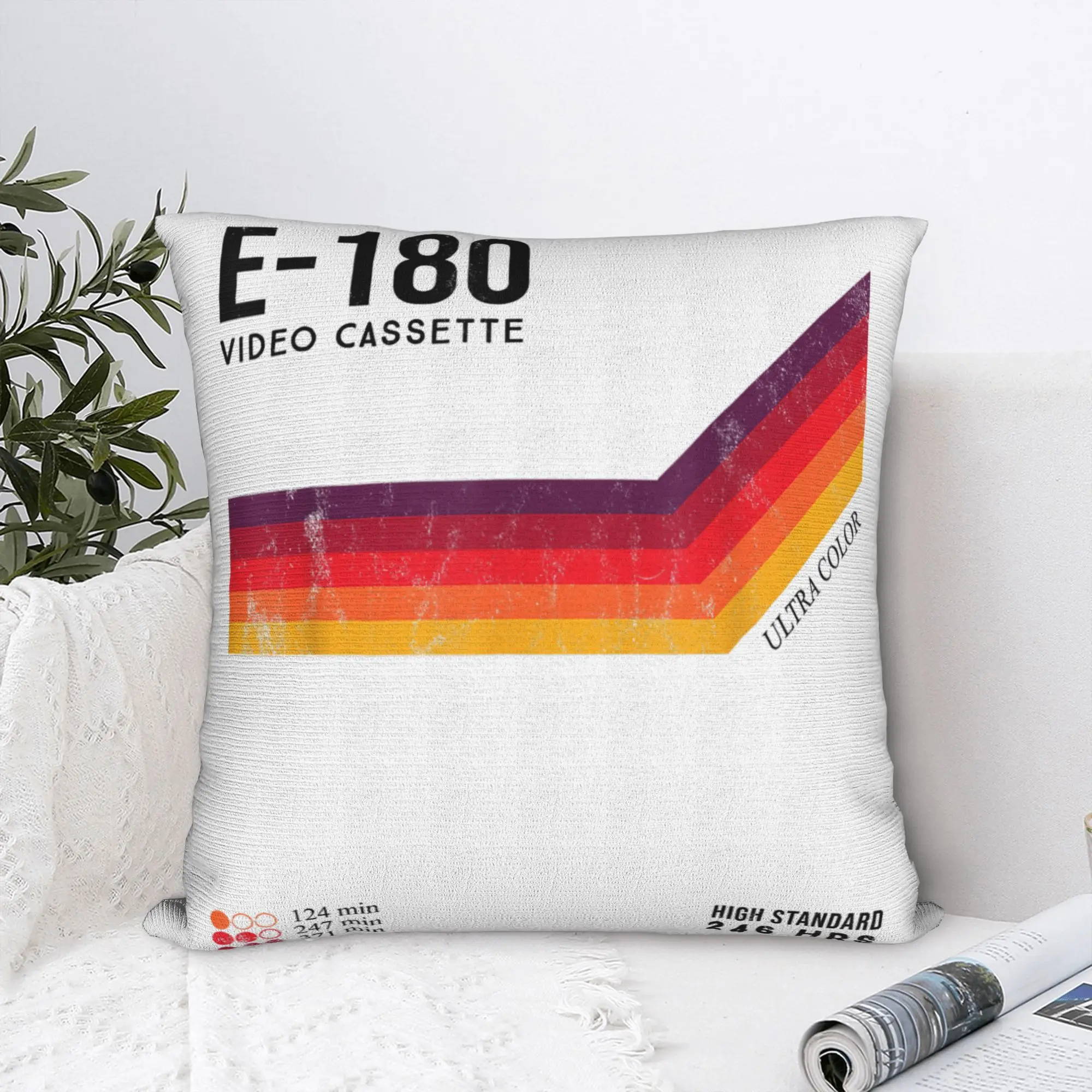 Printed 80s Video Cassette Tape Costume VHS Pillowcase Cushion Cover Decorations Vintage Pillow Case Cover Living Room Zippered