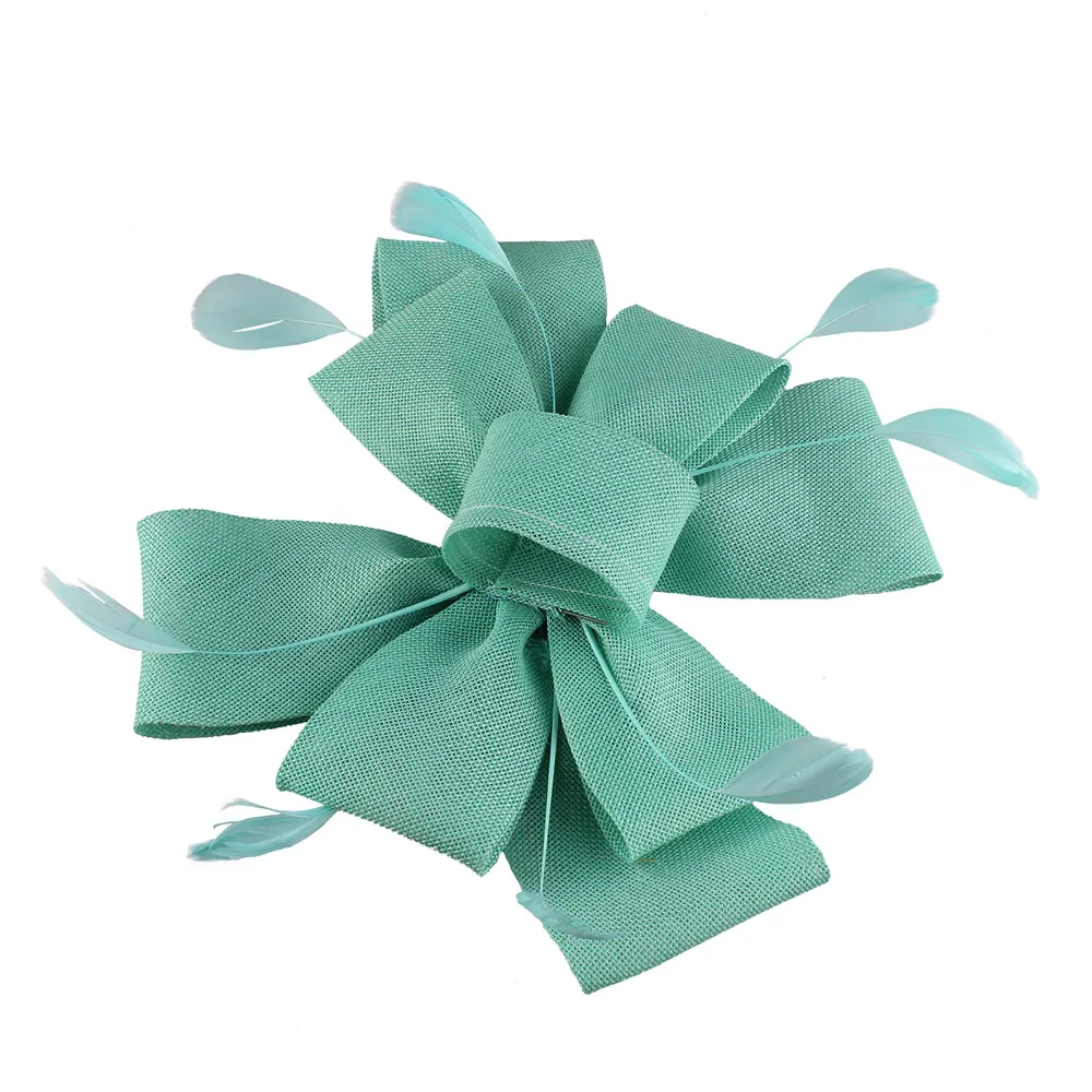 Nachahmung Sinamay Hochzeit Mesh Fascinator Für Damen Kopfbedeckung Party Frauen Braut Haar Zubehör Bogen Haar Clip Phantasie Feder – Detail 13