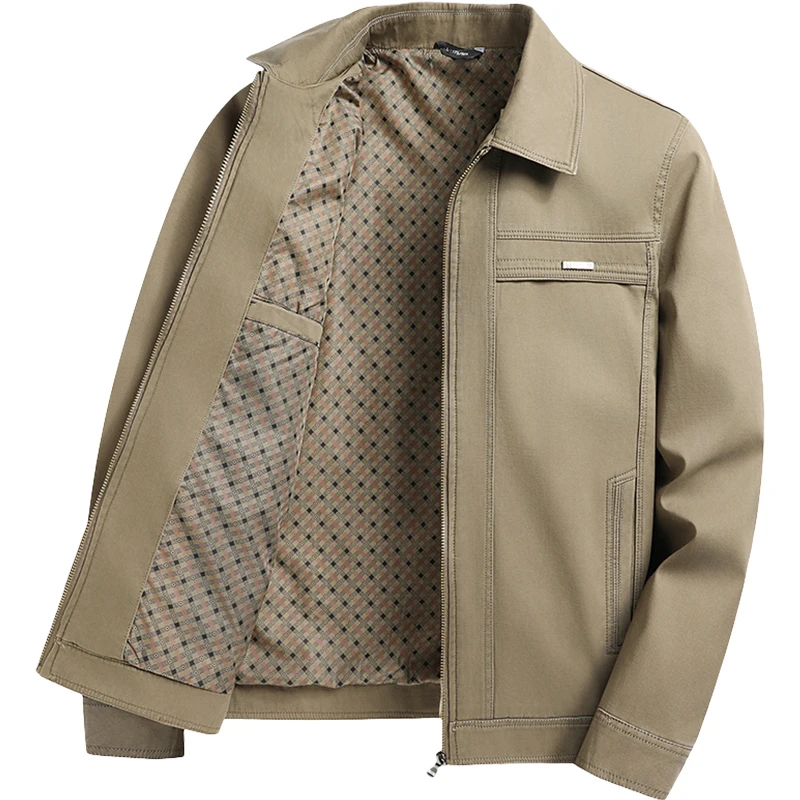 2025 New Autumn Brand Jacket Men's Classic Luxury Cotton Breathable Turn-down Collar Jacket Men Casual Business Solid Color Coat