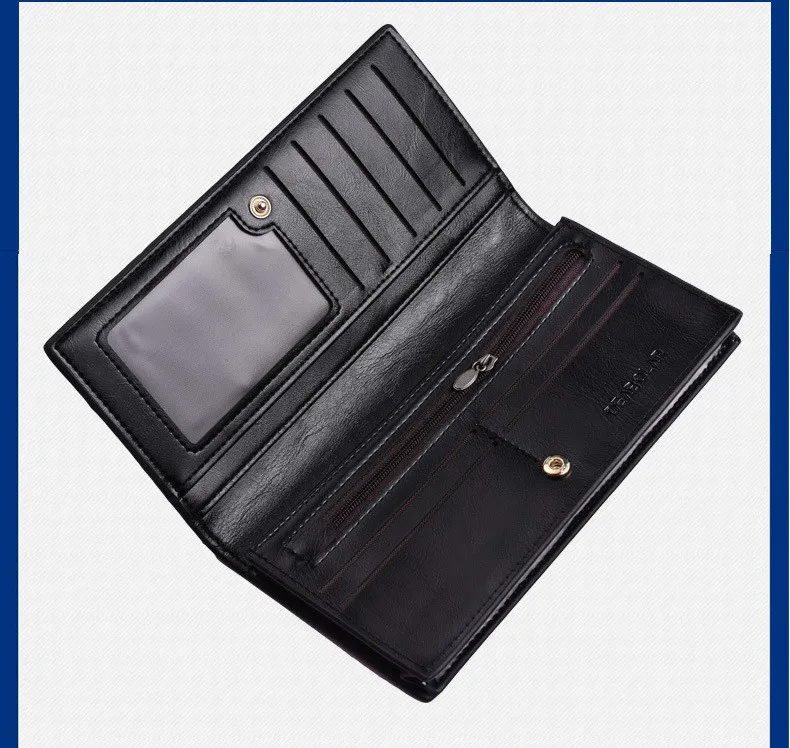 Männer Lange Brieftasche Luxus Hohe Qualität PU Leder Brieftasche Große Kapazität Bargeld Clip Multi-Karte Kreditkarte Halter männer Brieftasche – Detail 6