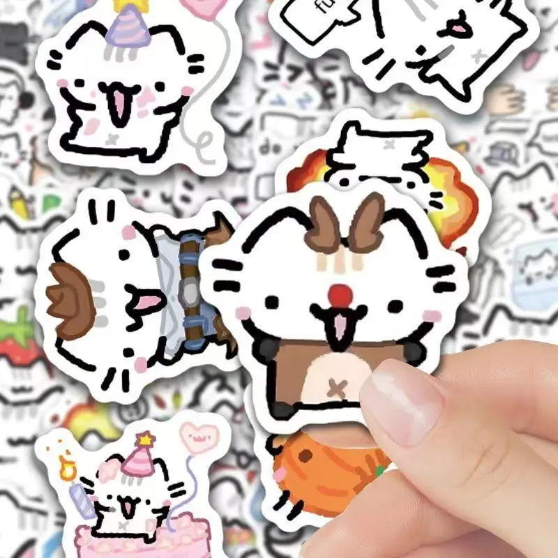 100 قطعة من ملصقات ميمي القطط اللطيفة، قطة الريحان، دفتر ملاحظات مزخرف كوري لطيف وملصقات حساب يدوية #3