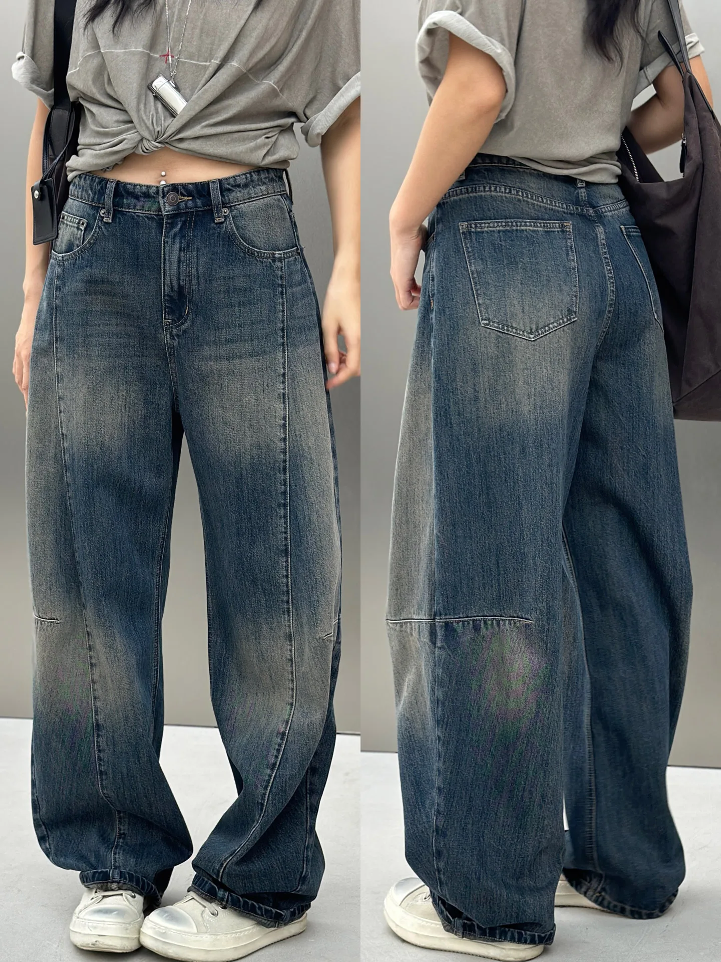 

Джинсы Bodhl в американском ретро-стиле с высокой талией и дизайнерскими прорезями, осенняя новинка, облегающие, из хлопкового денима, женские, свободного кроя, с эффектом потертости