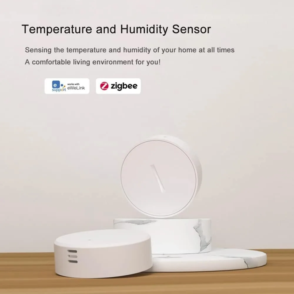 EWeLink ZigBee Mini Indoor Temperature and Humidity Sensor Hygrometer with Alert Compatible with Alexa Google Home Smarthings