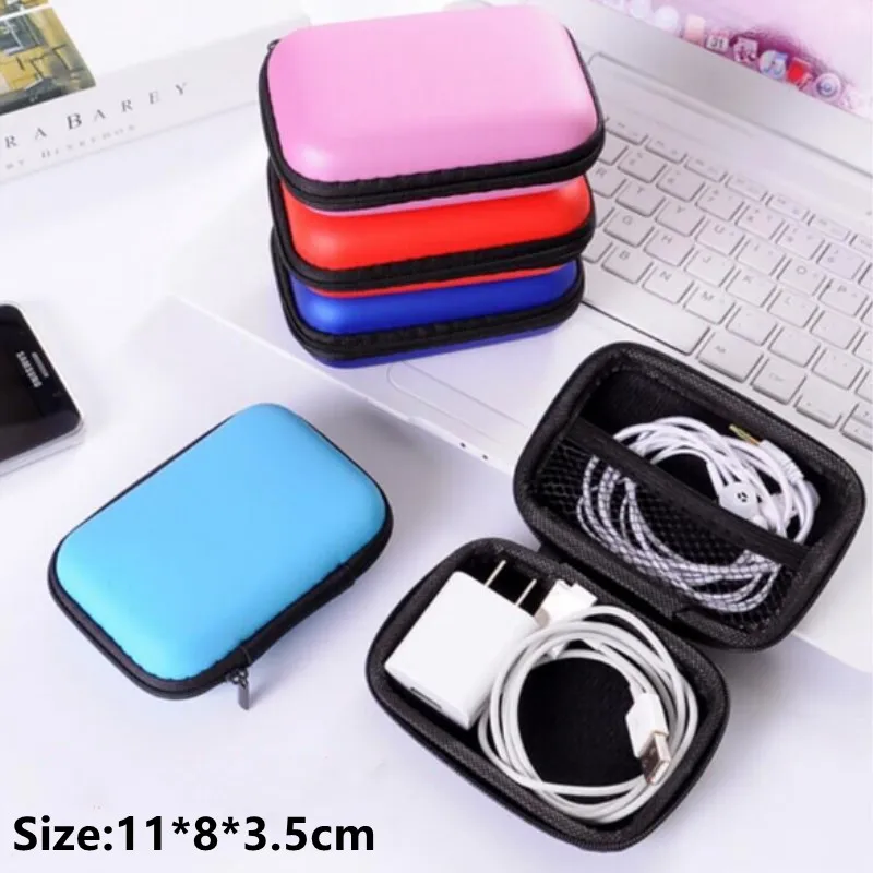 1PC Hard Zipper Case, EVA Earphone Storage Bag, Usb Data Cable Organizer Case,Portable Carrying Case,Earbuds Pouch Box