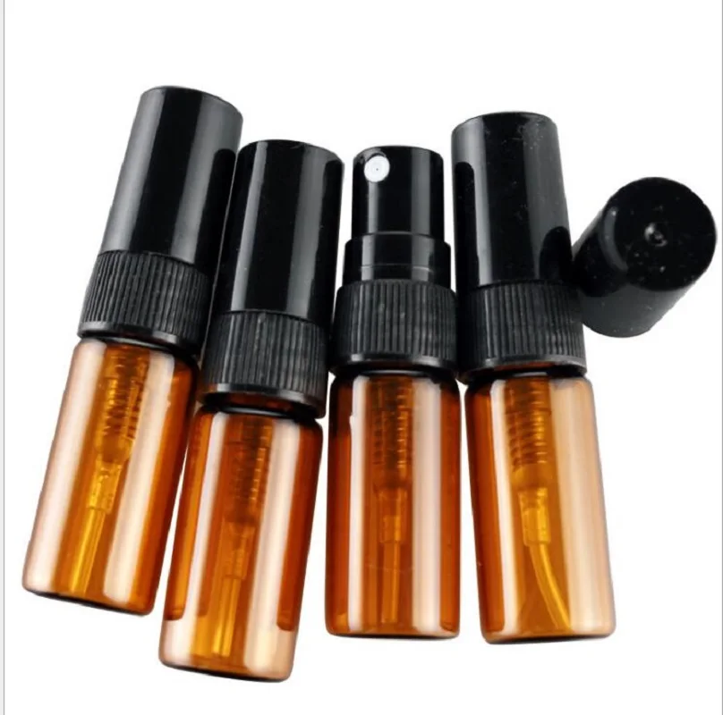 

3ml 5ml brown glass bottle black fine mist sprayer toner/toilet/water fragrance perfume atomizer skin care cosmetic packing