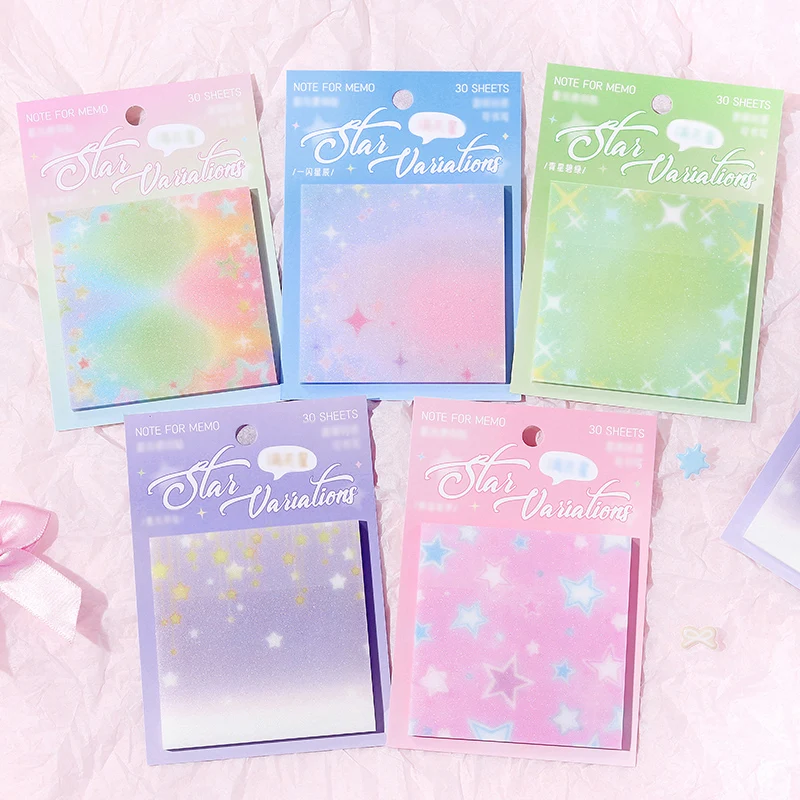 Mr. Paper 5Style 30Pcs/bag Starlight Sticky Notes stars ins colorful student study note taking notes sticky notes