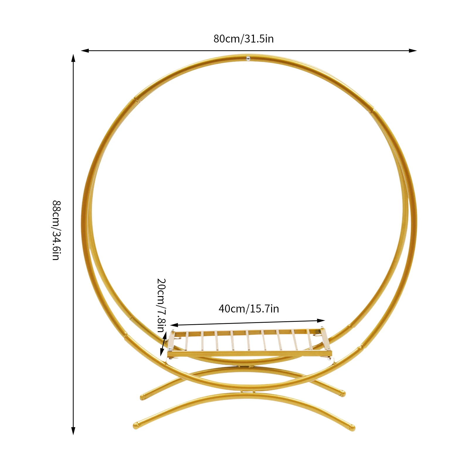 Gold/Silver Wedding Round Cake Stand Flower Arch Rack 60cm/80cm Floral Hoop Wedding Birthday Party Decor