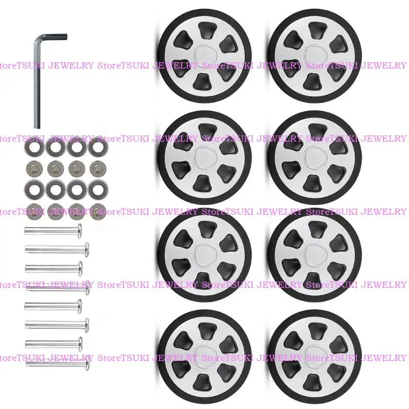 

62KE 8Pcs 60x12mm Suitcase Replacement Worn Out Luggage Spinner Double